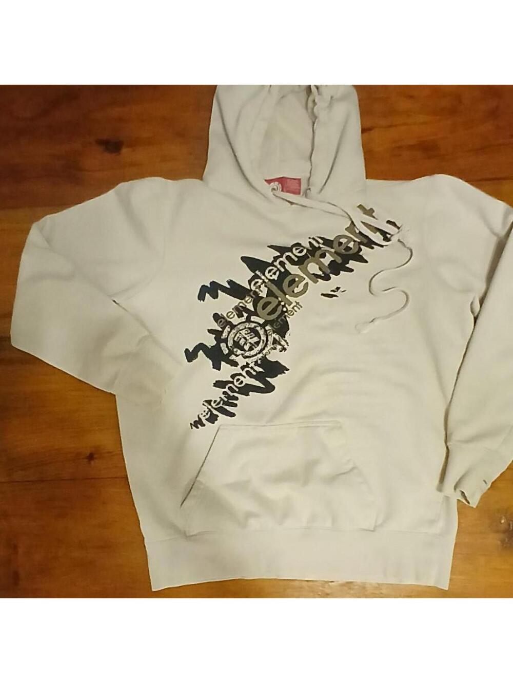 Vintage y2k Element pullover hoodie in cream with a graphic print on the front.